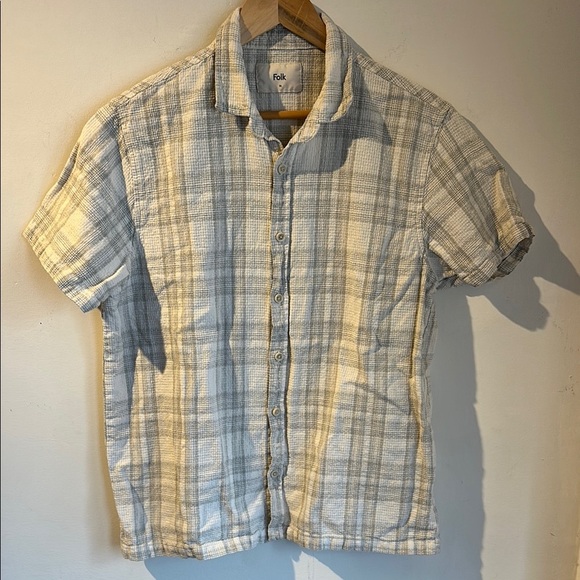 Folk Men's Plaid Seersucker Shirt - Picture 1 of 4